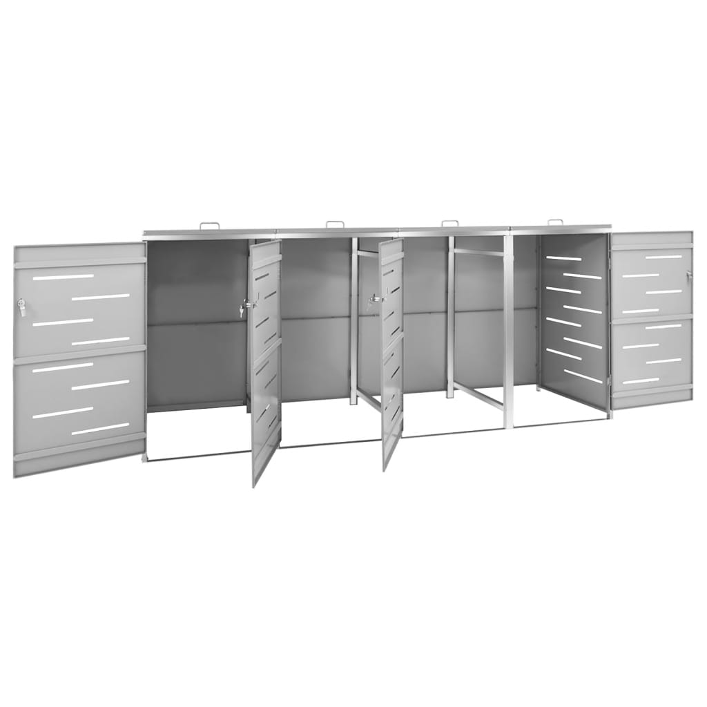 Vidaxl Osłona Na 4 Kosze Na Śmieci, 276,5X77,5X112,5 Cm, Stalowa