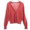 Long Sleeve V Neck Knit Cardigan 40 Pink Women Used
