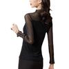High Neck Mesh Base Shirt for Women Autumn Winter Stylish Interior Small Shirt with Thick Velvet Long Sleeved Lace Top T-Shirts Women’s