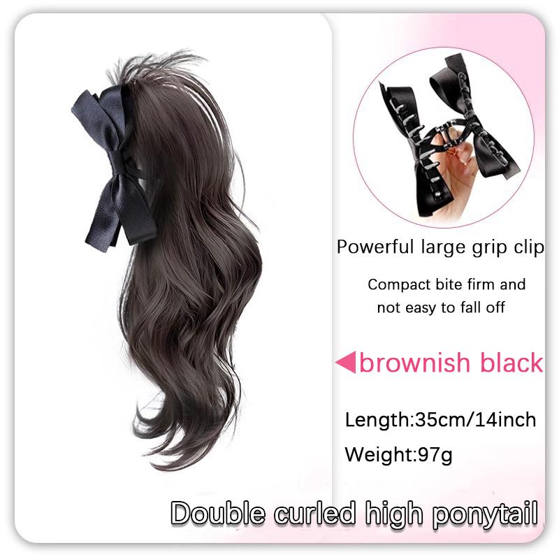 Парик с завитыми вверх волосами, завязанными в хвост, на заколке, женский синтетический парик с увеличенным объемом, подходит для повседневных встреч