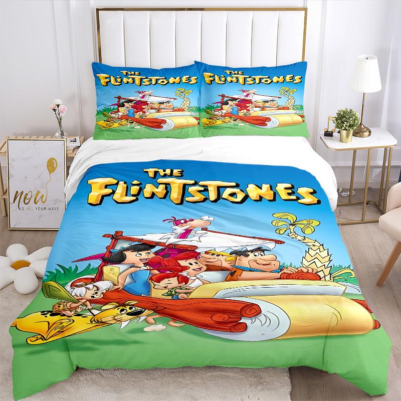 3pcs The Flintstones Duvet Cover Set, 1 Duvet Cover + 2 Pillowcases (No Insert), High-Definition Print, Home & Dorm Set yy251208095