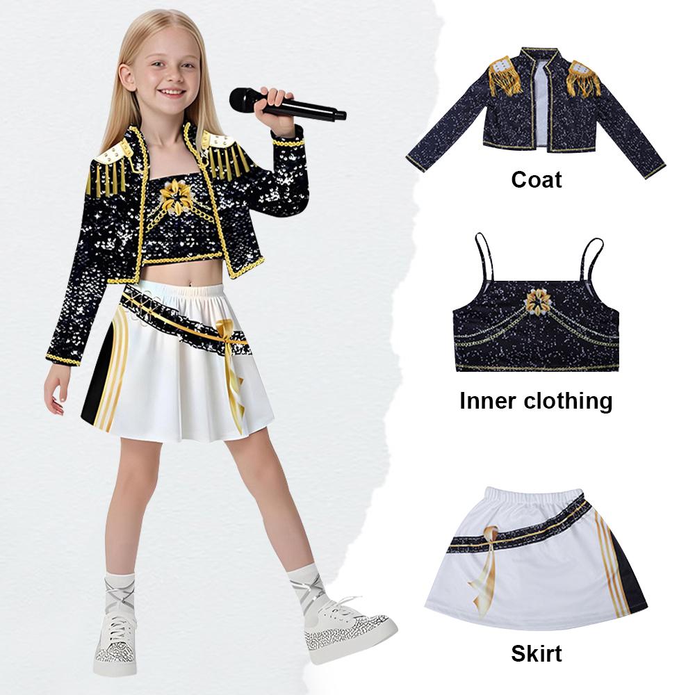 Девочки Дети K-Pop Охотники на демонов Зои Руми Мира Косплей Костюм Набор Маскарадный костюм Идол Кино Косплей Дети Хэллоуин Карнавальный костюм