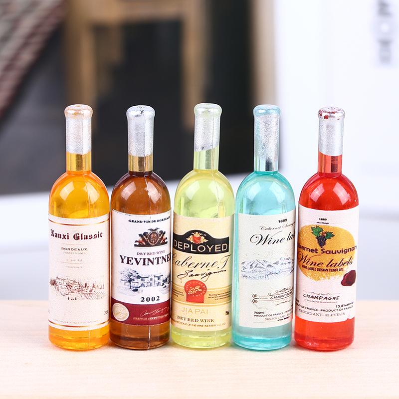 5 шт. 1:12 кукольных миниатюрных игрушек для бутылок вина, украшения кухни, гостиной, аксессуары