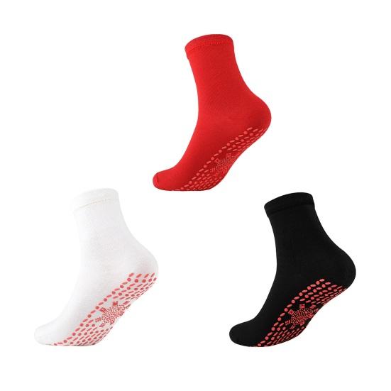 1 пара носков с подогревом, сохраняющих тепло ног 24 часа, силиконовые подошвы, средней длины, высокоэластичные, однотонные спортивные носки, удобные носки для холодной погоды