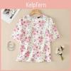 Women Zanzea Floral Print Casual Round Neck Loose Half Sleeve Blouse