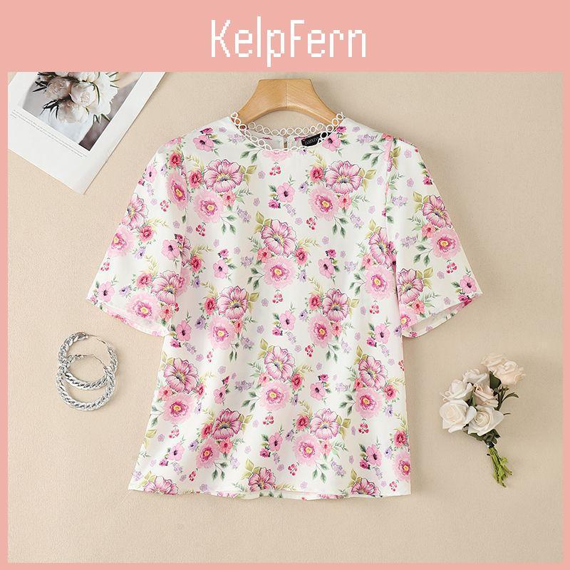 Women Zanzea Floral Print Casual Round Neck Loose Half Sleeve Blouse