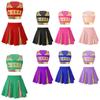 Kids Girls Cheer Leader Costume Cheerleading Uniform Outfit Shell Tank Top with Pleated Skirt Set