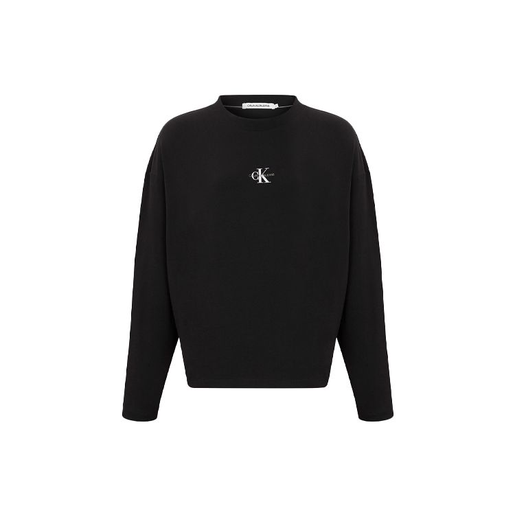 Calvin Klein Многослойная футболка с круглым вырезом и длинным рукавом с логотипом, женские топы, черный J217447-BEH