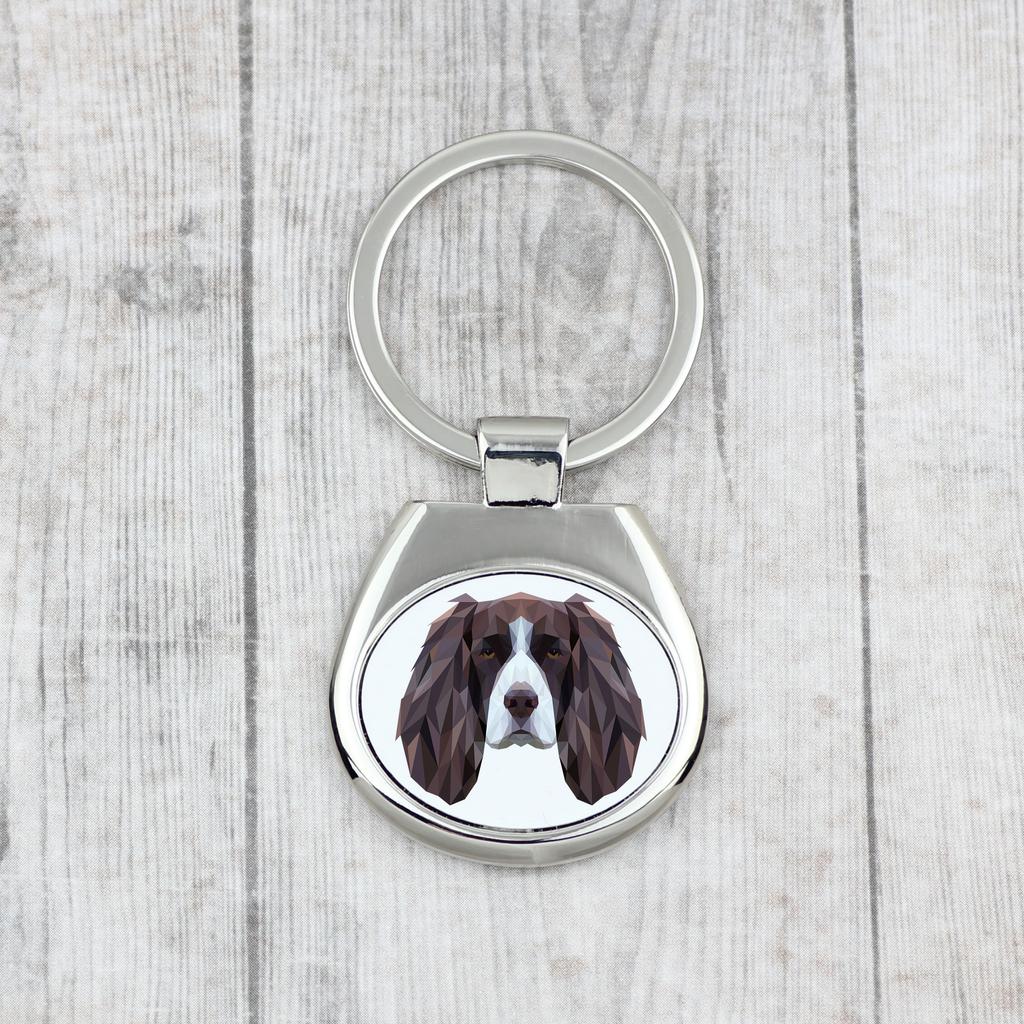 English Springer Spaniel - Geometric Keychain with a Photo and the Inscription Art-Dog