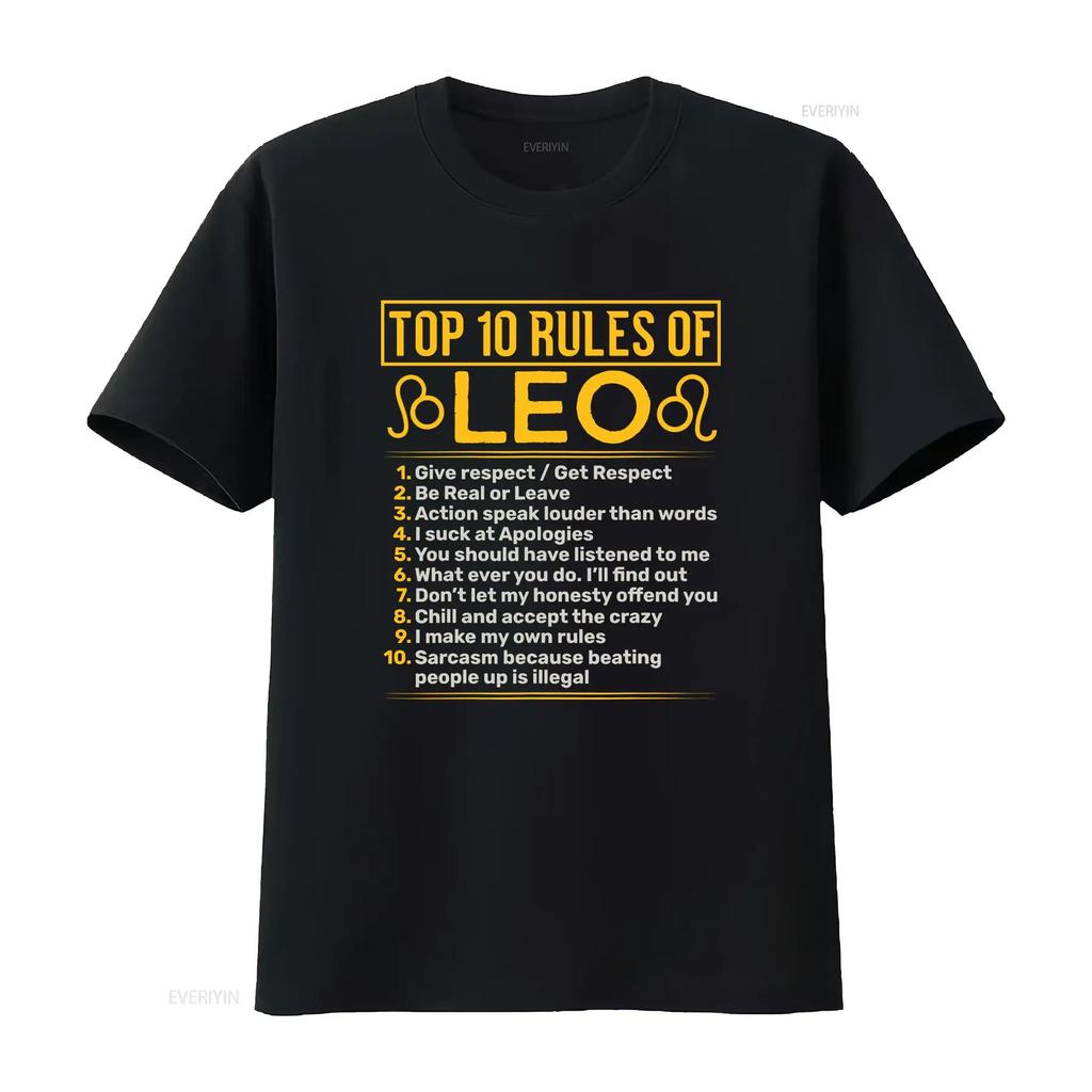 Top 10 Rules Of Leo Lion Astrology Sign Birthday T Shirt Vintage Washed Fashion Comfortable Streetwear Soft Stretched Homme