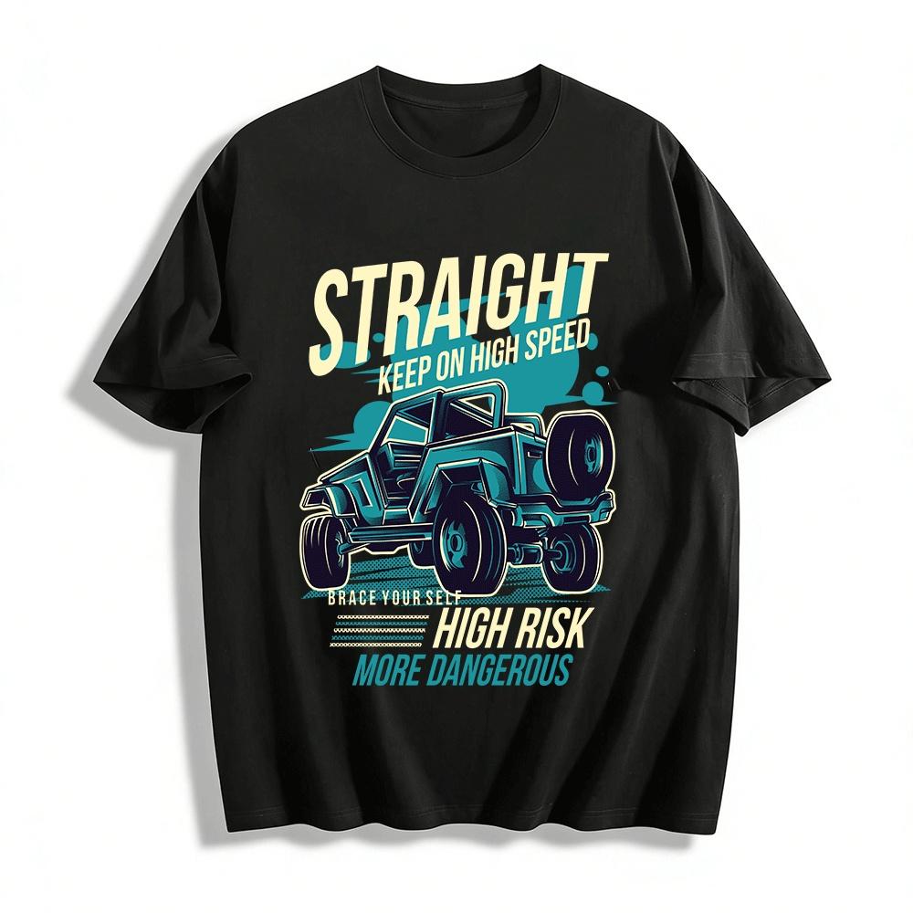 Прямая Высокоскоростная Высокорисковая Внедорожная Графическая Футболка Хлопковая Футболка
