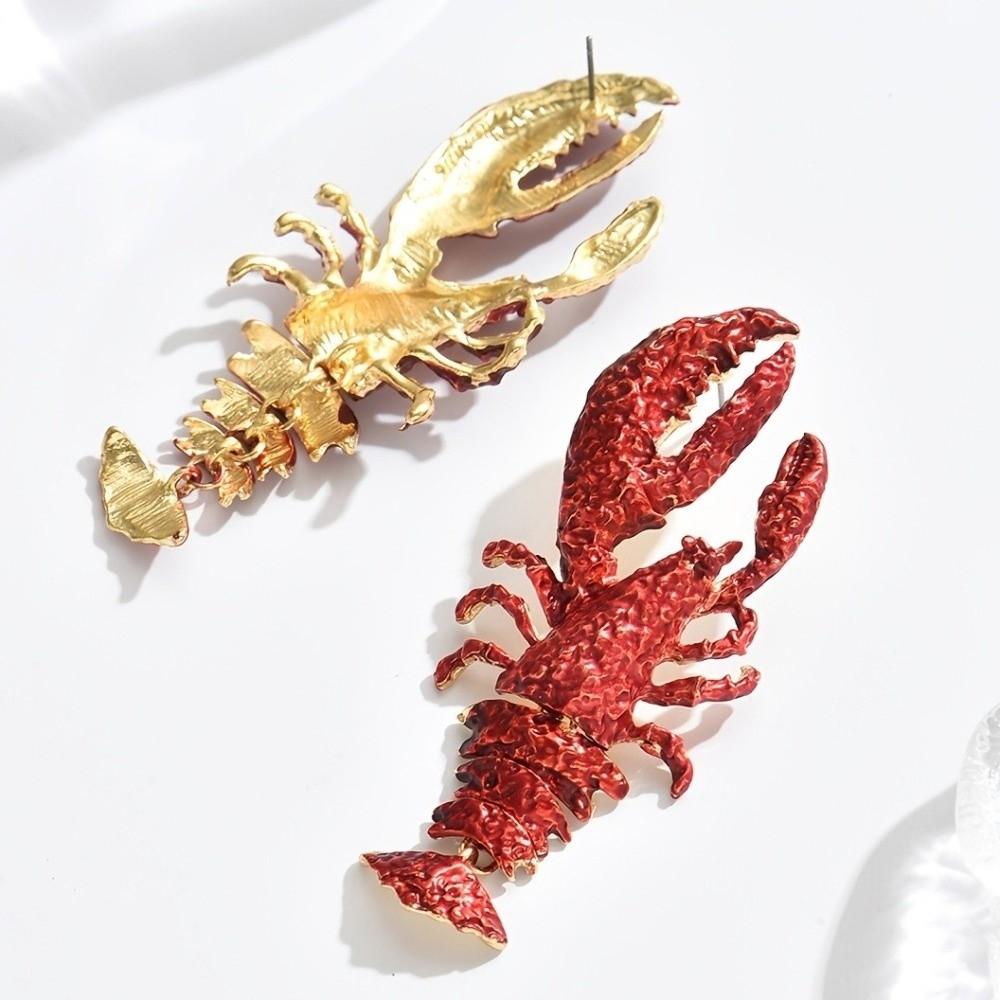 Metal Lobster Earrings Large Size Animal Drop Earrings Charm Crayfish Pendant Earrings Casual