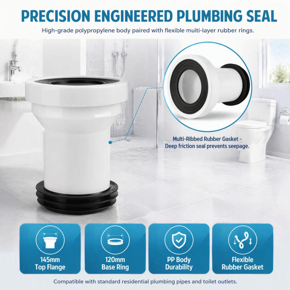 PP Rubber Material Toilet Drain Pipe Fitting Bathroom Toilet Installation