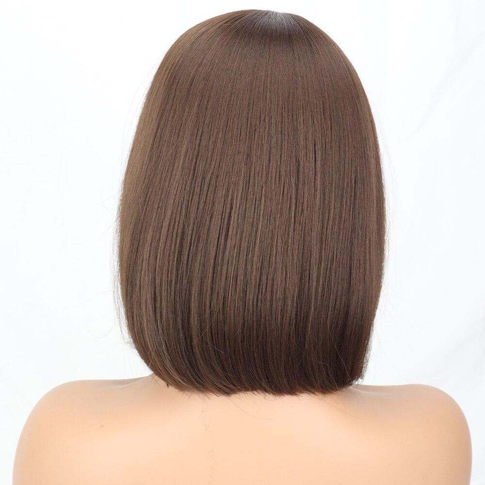 MISS WIG Короткие прямые парики из синтетического волокна с челкой, белые, розовые, коричневые, натуральные волосы для женщин, повседневная одежда, косплей