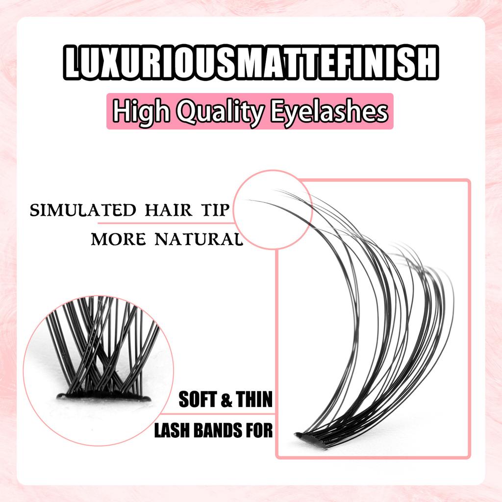 Самоклеящиеся пучки ресниц D-изгиб 10-16 мм толстые завитые ресницы