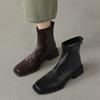 Niche Design New Retro Square Head Thin Short Boots Women's Fashion Mid-heel and Ankle Thin Boots British Martin Boots