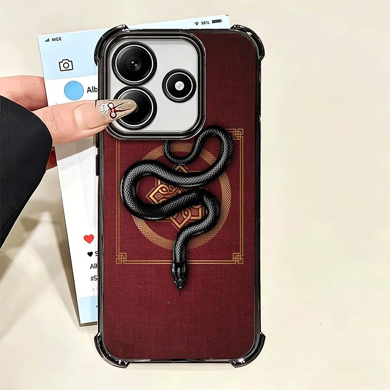 Черный змеиный рисунок с покрытием Чехол для телефона Для Xiaomi Poco X5 X6 X7 X8 Pro Max F8 Ultra F7 M8 M7 M5S Redmi 15C 15 14C 13C 13 X3 12C F