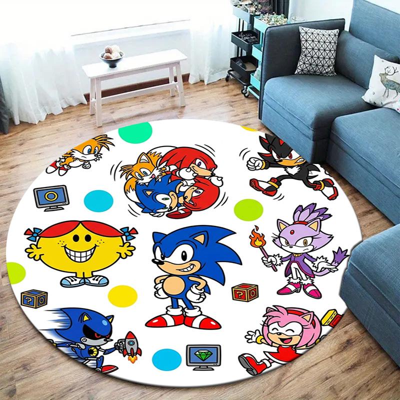 Sonic Hedgehog Round Area Rug Carpet Rug For Living Room Bedroom Sofa Playroom Decor Nonslip Floor Mat