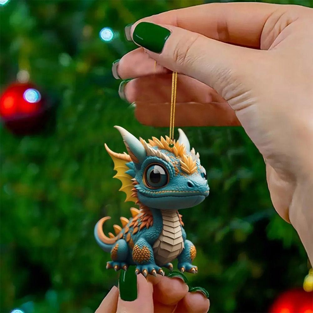 Acrylic Dragon Baby Hanging Ornament Dragon Baby Cute Christmas Dragon Pendants Kids Gifts