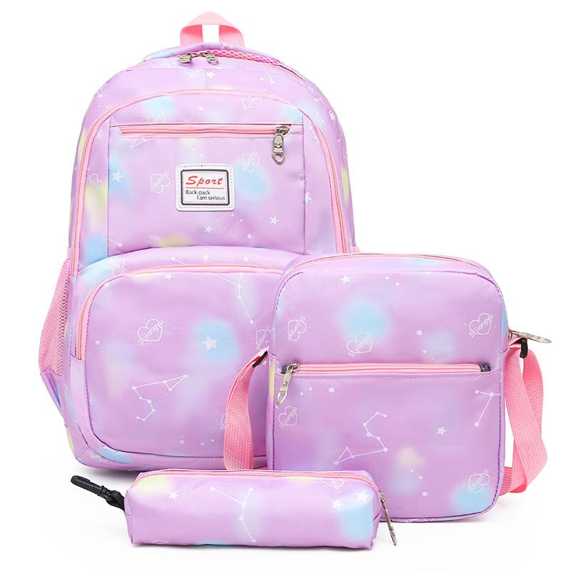 School Bag Casual Three-piece Backpack New Fashion Smudge Practical Backpack Large Capacity Middle School Student School Bag Fashion