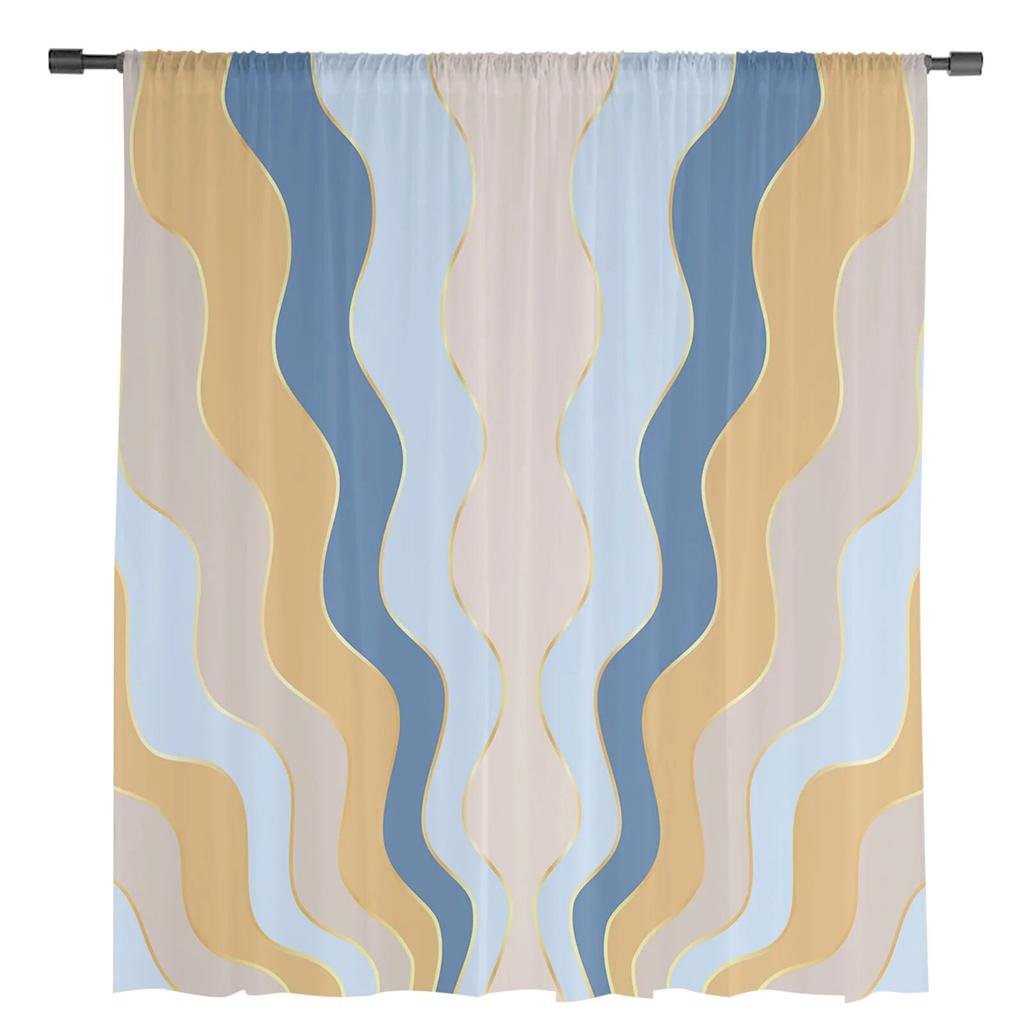 Прозрачные шторы с градиентной волнистой текстурой для гостиной, спальни, детской комнаты, тюлевые занавески для окон