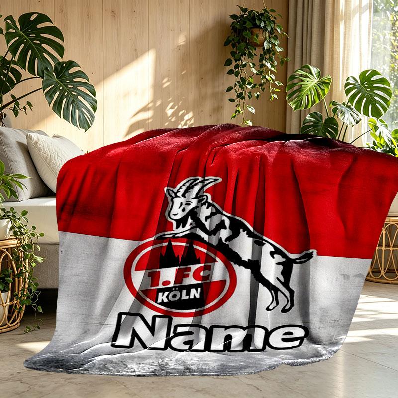 Custom Name Personalized FC Koln Print Blanket, Home Decor, Bedroom, Sofa, Camping, Couch, Gifts for Birthday Christmas