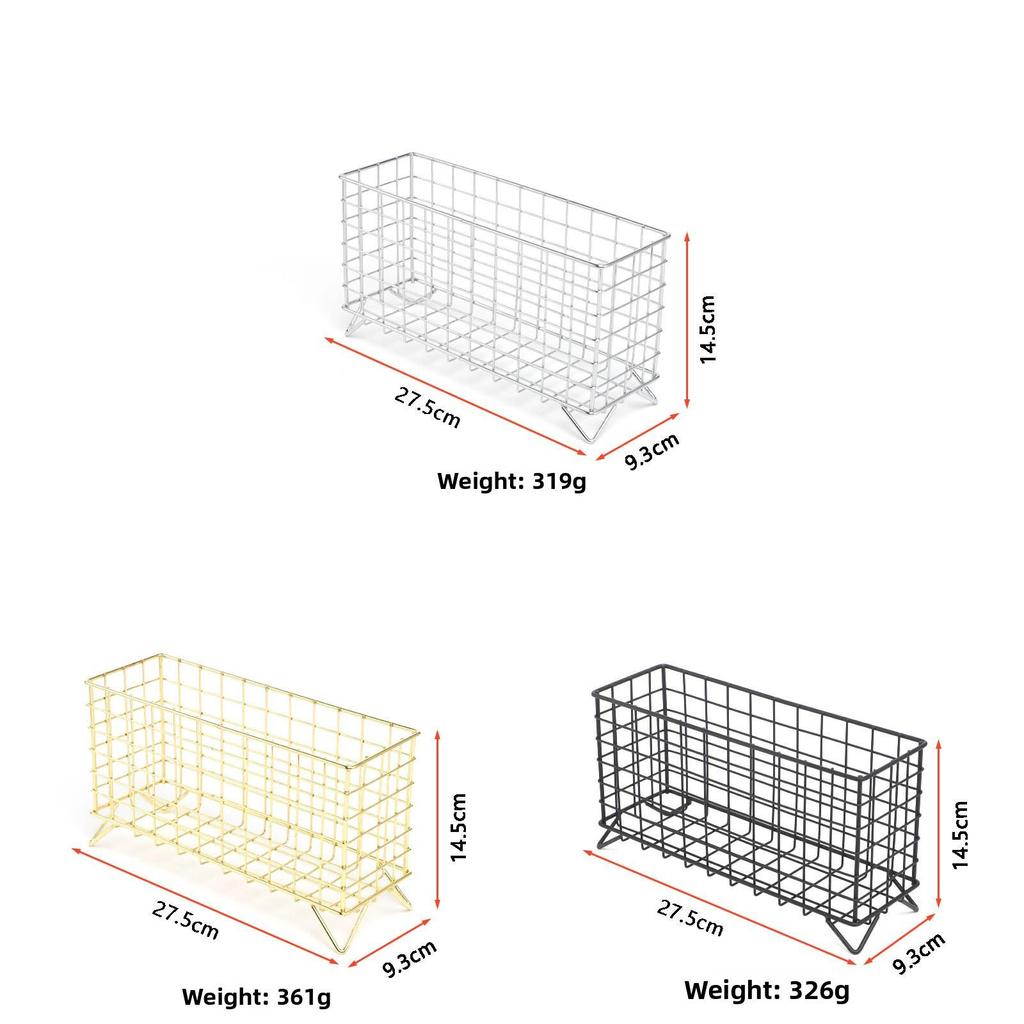Iron Fourleg Rectangular Collection Basket With Open Top For Cosmetic And Office Use
