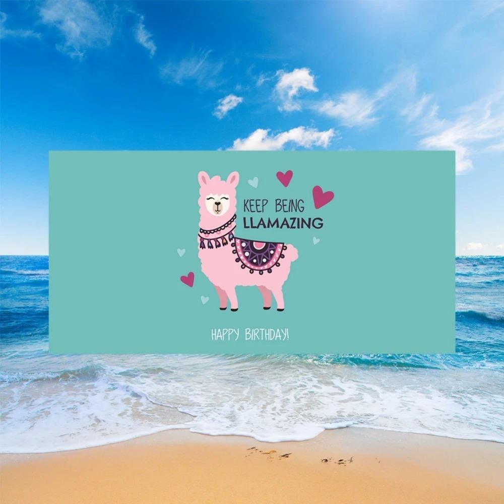 Cute Llama Alpaca Pattern Beach Towel Cartoon Animal Bath Towel for Sport Camping Yoga Surf Microfiber Quick Dry Swimming Cover