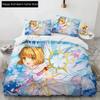 Набор постельного белья Cardcaptor Sakura, Мягкое пододеяльник, Теплое одеяло, Комплект постельного белья, Удобный чехол для одеяла, Наволочка, Размеры King Quen Twin