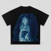 Постер Billie Eilish Графический Принт Футболка Мужская Женская Хлопок Уличная Мода Хип-Хоп Y2k Круглый Вырез Модные Оверсайз Топы Летние Новые Футболки