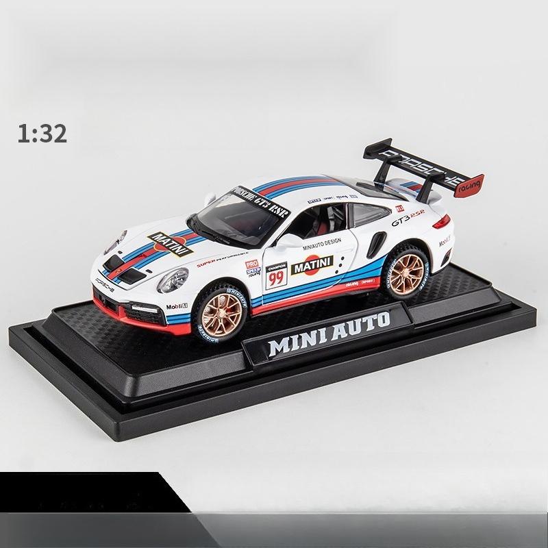 1:32 Porsche 911 GT3 RSR Версия для трека Сплав Спортивный автомобиль Литая модель Звук и Свет Детская игрушка Коллекционная Витрина Украшение Подарок