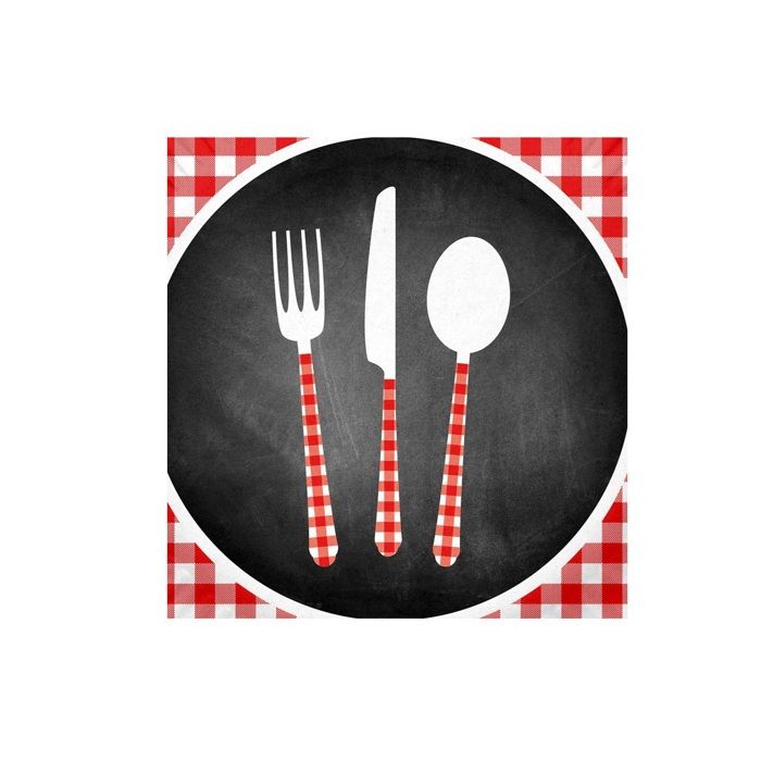 Set de 10 assiettes en carton 18 cm Menu du jour