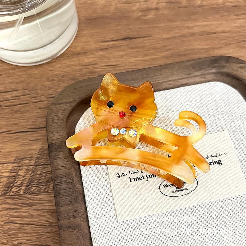 New Cute Acetate Cat Hair Claws Vintage Rhinestone Shark Clip Hairpins Hair Clip Clamps Fashion Headwear Girls Hair Accessories