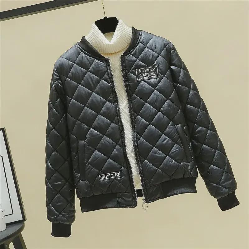 Женская бейсбольная куртка большого размера из легкого хлопка - зимнее облегающее утепленное короткое пальто 2023 года