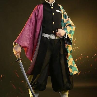 Аниме Demon Slayer Tomioka Giyuu костюмы для косплея Kimetsu No Yaiba кимоно плащ мужское пальто подкладка брюки парик костюмы на Хэллоуин