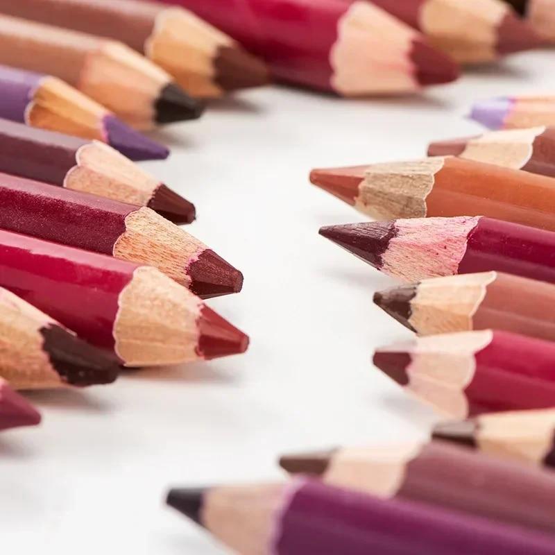 28Color Wood Lip Liner Водостойкий женский очаровательный карандаш для губ Макияж женский стойкий косметический инструмент Мягкий карандаш