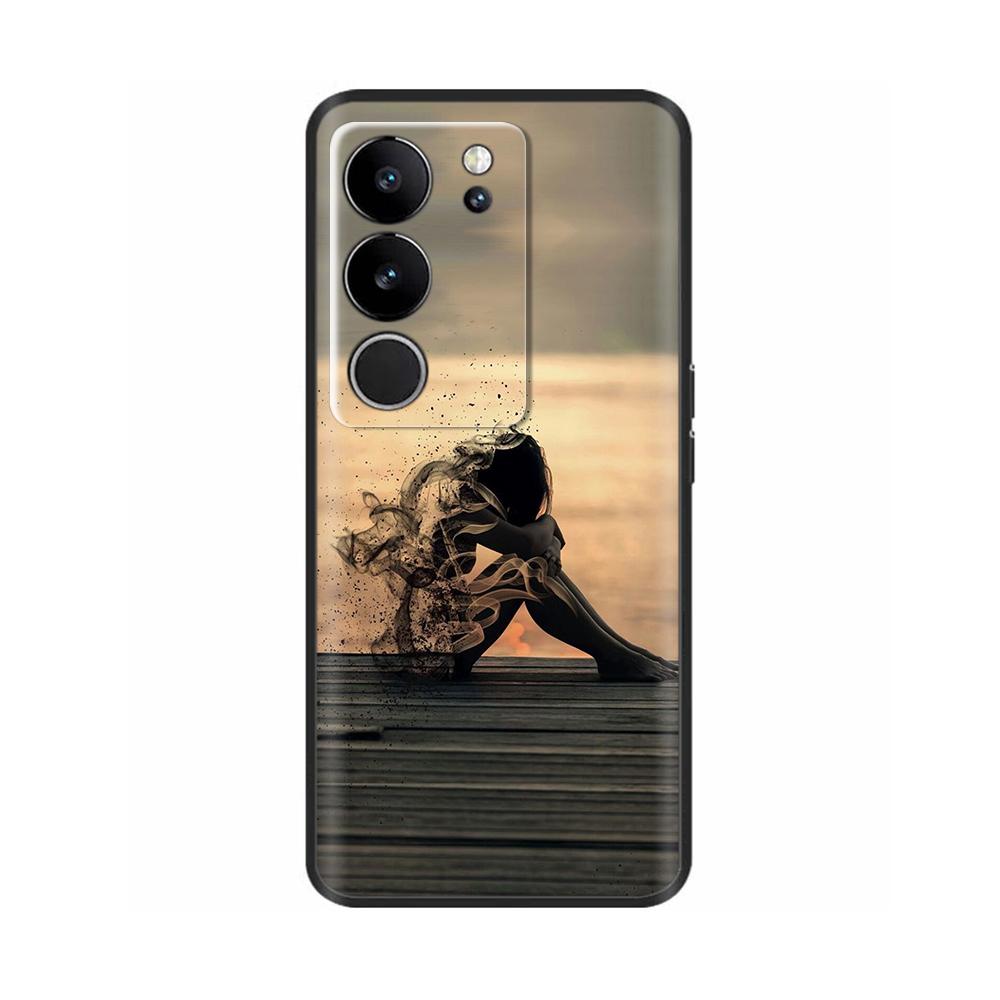 Чехол для Vivo V29 6.78'' Силиконовый ударопрочный корпус Мягкая ТПУ крышка для телефона Для Vivo V29 5G Fundas v 29 Чехлы Черный Бампер Capa Милый