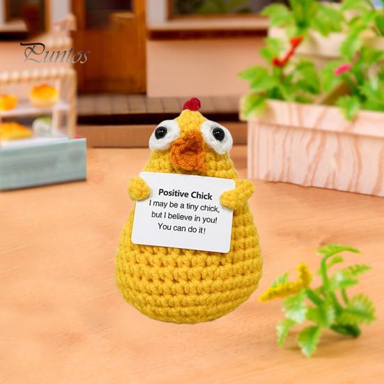 Позитивная вязаная крючком кукла-животное с поощрительной открыткой, эмоциональная поддержка, ручная вязка, утка, цыпленок, пчела, украшение, украшение для детей и взрослых, снятие стресса