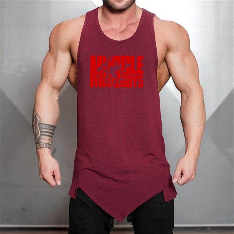 Men’s Gym Clothes Irregular Hem Tank Tops Summer Fashion Trend Street Wear Printed Sleeveless T-shirts Bodybuilding