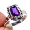 Подарочное кольцо ручной работы из твердого серебра 925 пробы с натуральным африканским аметистом S.6 L7g81