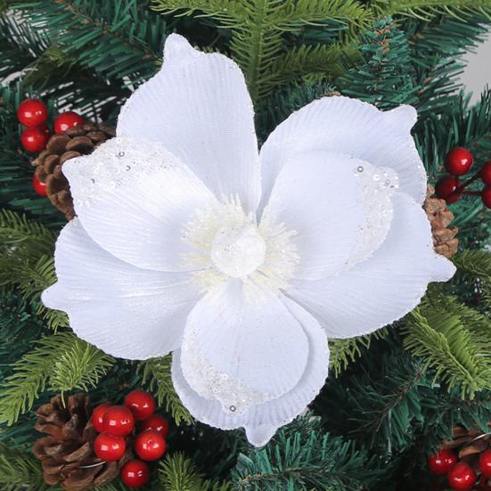 Decorative Flower Realistic Shiny Sparkling Festive Christmas Flower Decorations Versatile Ornaments for Trees Garlands Parties