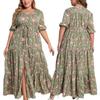 Women's Fashion Plus Size Loose Casual Short Sleeve Printed Dress