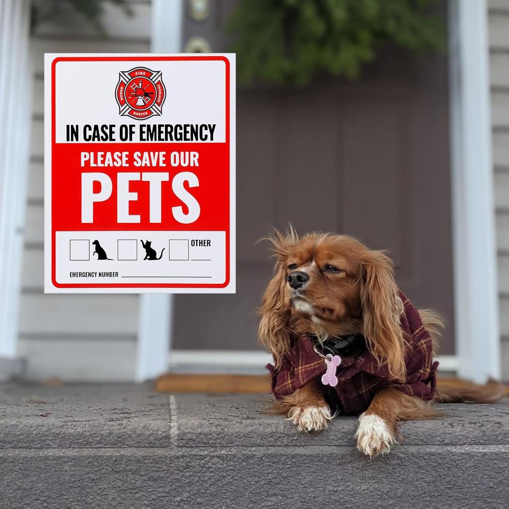 12 Pcs Pet Alert Fire Rescue Sticker Emergency Pet Window Decal Premium Self-Adhesive Vinyl Fade Resistance Alarm Warning Sign for Indoor Outdoor