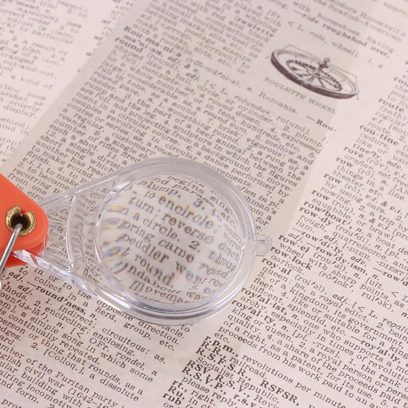 Портативная оранжевая увеличительная линза высокой четкости для пожилых людей, карманная лупа, маленькая ручная складная лупа-брелок