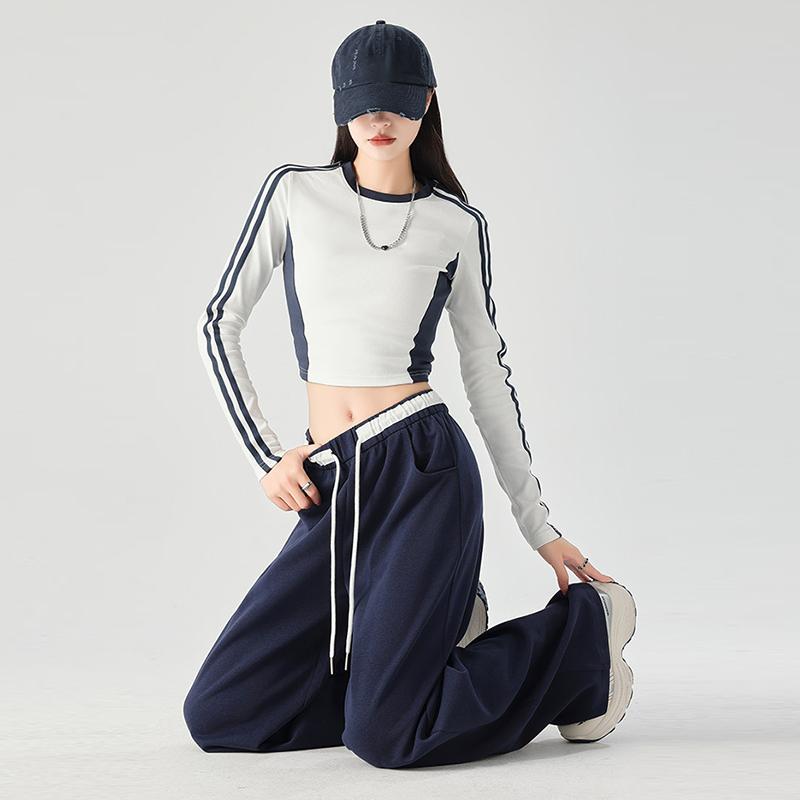 Женские свободные спортивные повседневные широкие брюки весна-осень на шнурке модные дизайнерские спортивные брюки с высокой талией эластичные спортивные брюки