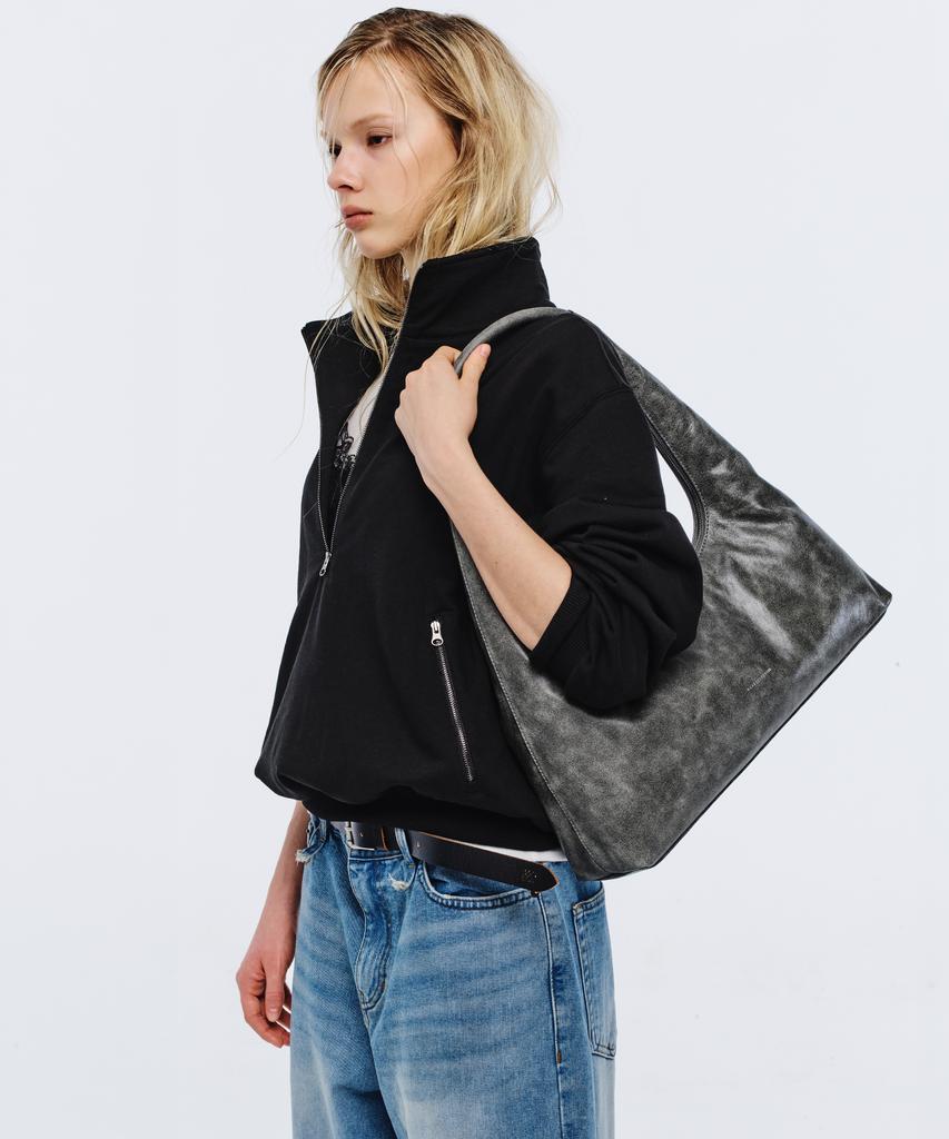 Margesherwood Hobo Large_White+Grey Two-Tone Cracked