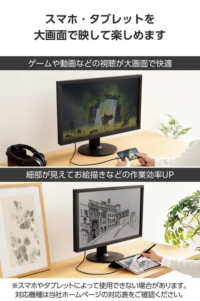 Elecom Кабель-преобразователь USB Type C в HDMI 2 м Мягкий 4K2K Совместимый с зеркалированием Черный (3840×2160/60 Гц) Несколько дисплеев [Совместимо с iPhone/Google]