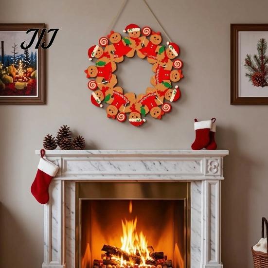 Christmas Gift For Friends Wooden Hanging Pendant, Festive Ornaments with Hemp Rope for Tree Fireplace Wall Window Decoration, Santa Claus/Gingerbread