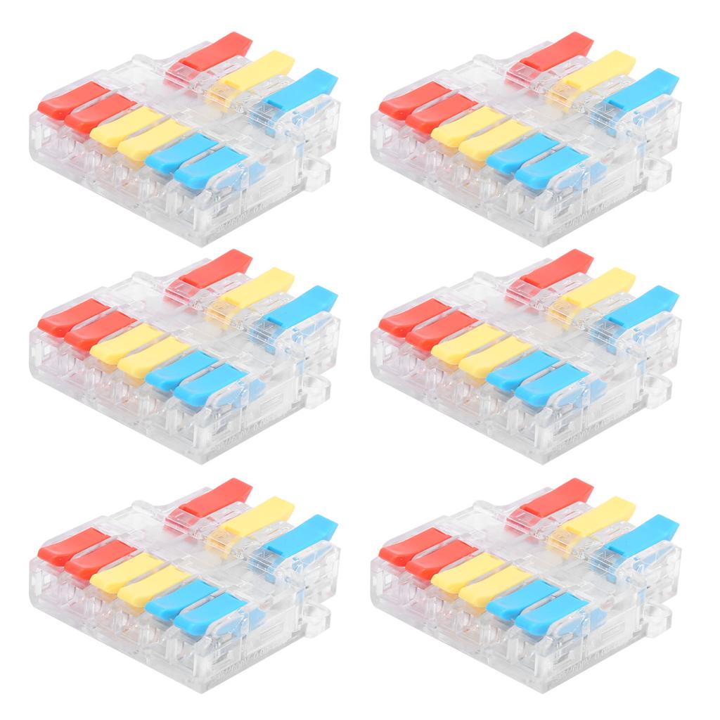 10 шт. клемм кабельного разъема прозрачный 3-входной 6-выходной зажим для провода LT-636 0,5-6,0 мм²