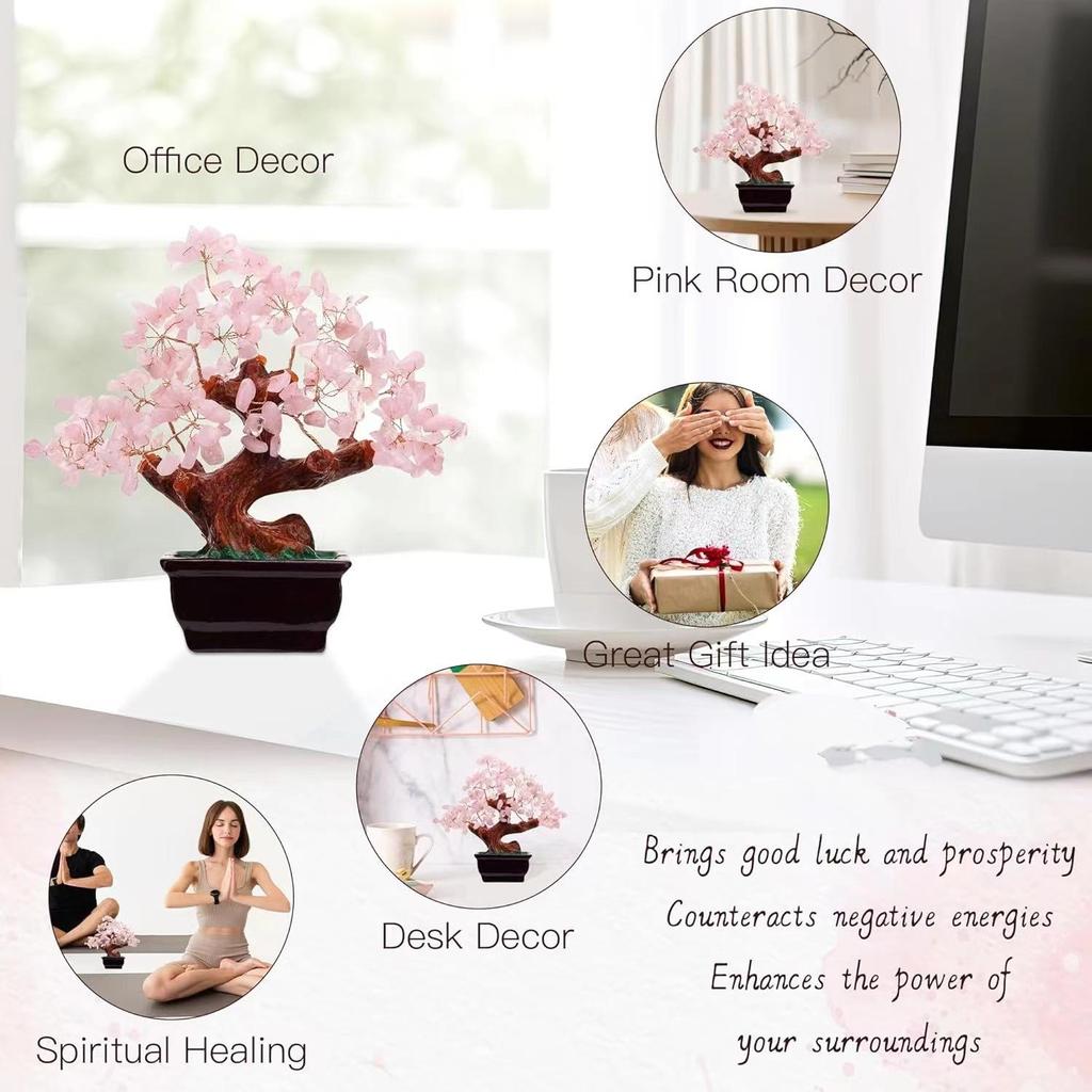 Natural Gemstone Crystal Tree Reiki Chakra Healing Ornament Hand‑wired Home Desk Spiritual Decoration Gift
